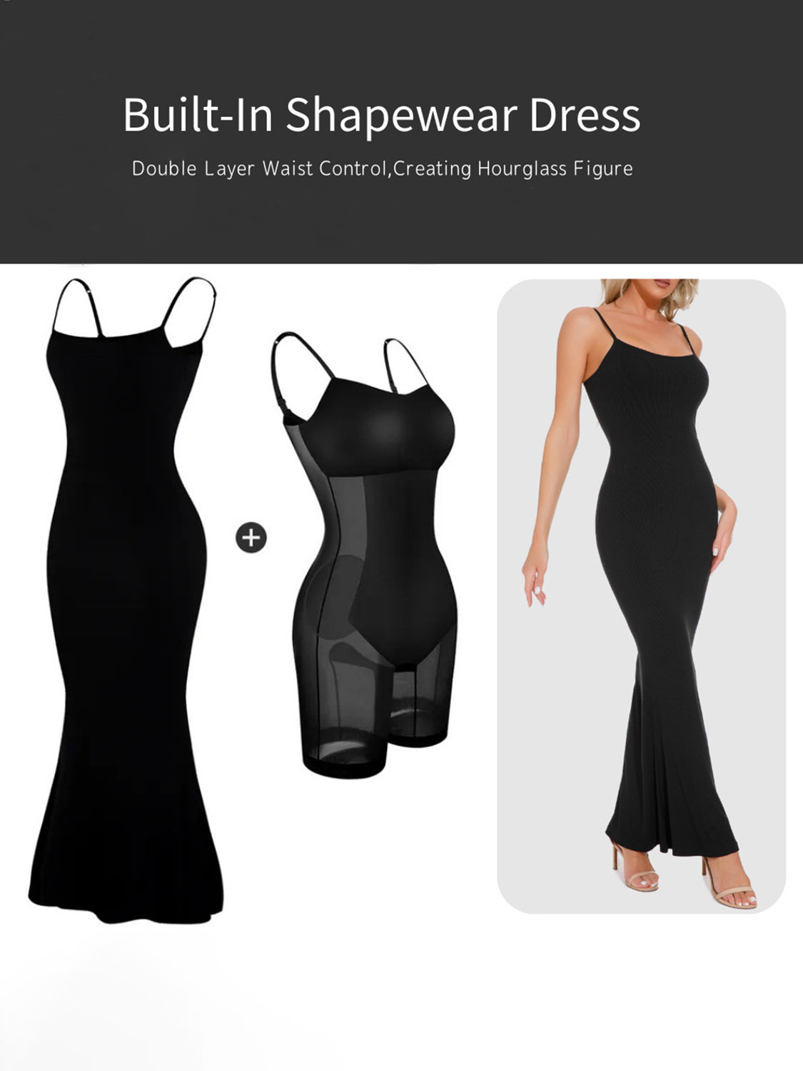 Sculpting and smoothing maxi dress for women