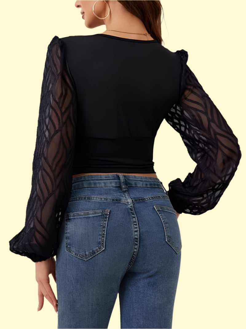 Seductive deep V lace top for women