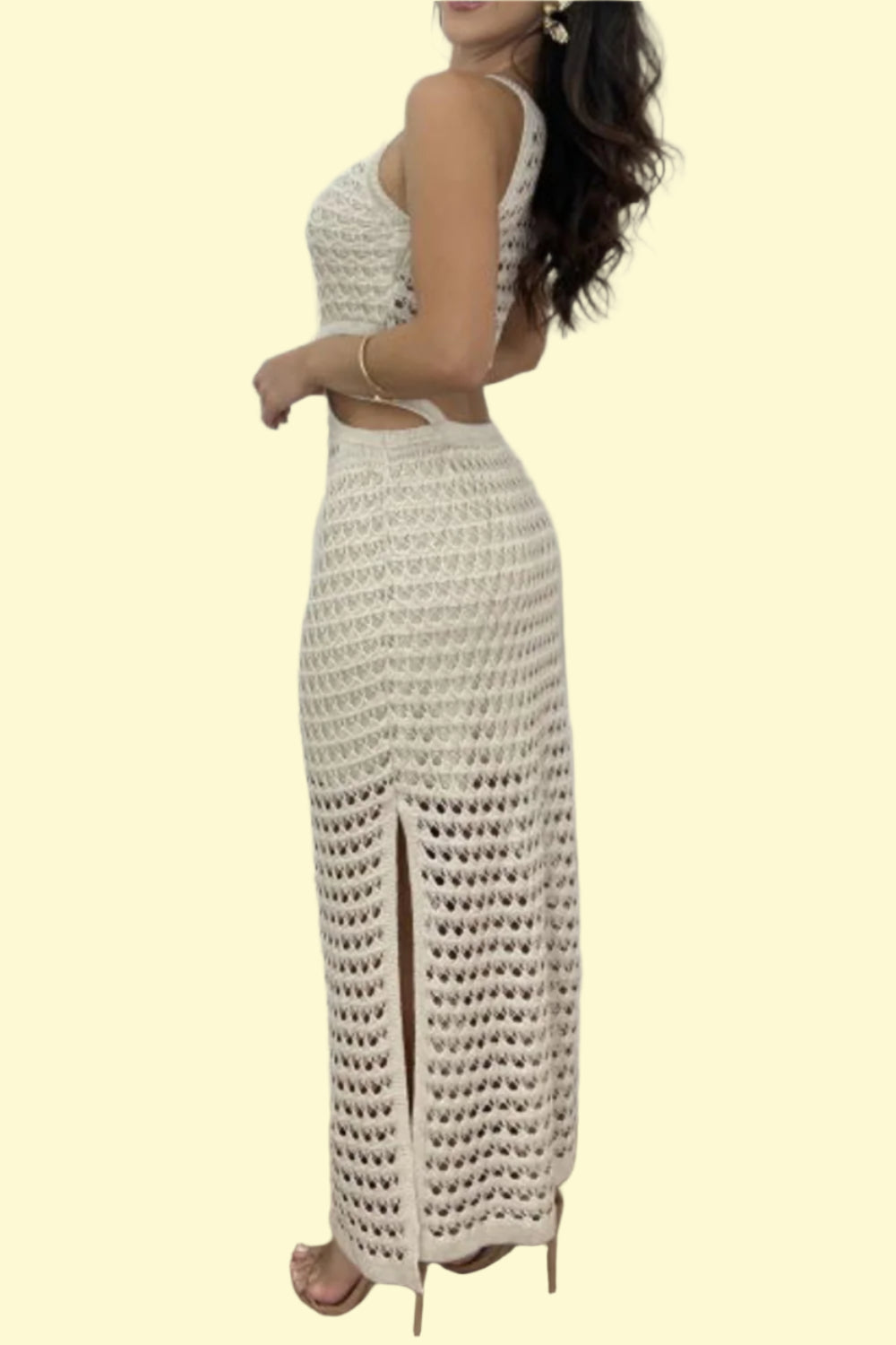 Sexy sweater dress with side slit and cutout detail