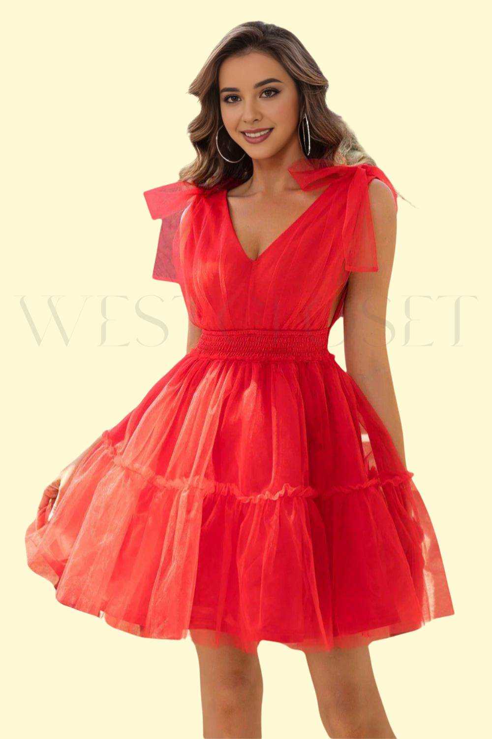 WestCloset's Sheer mesh dress red