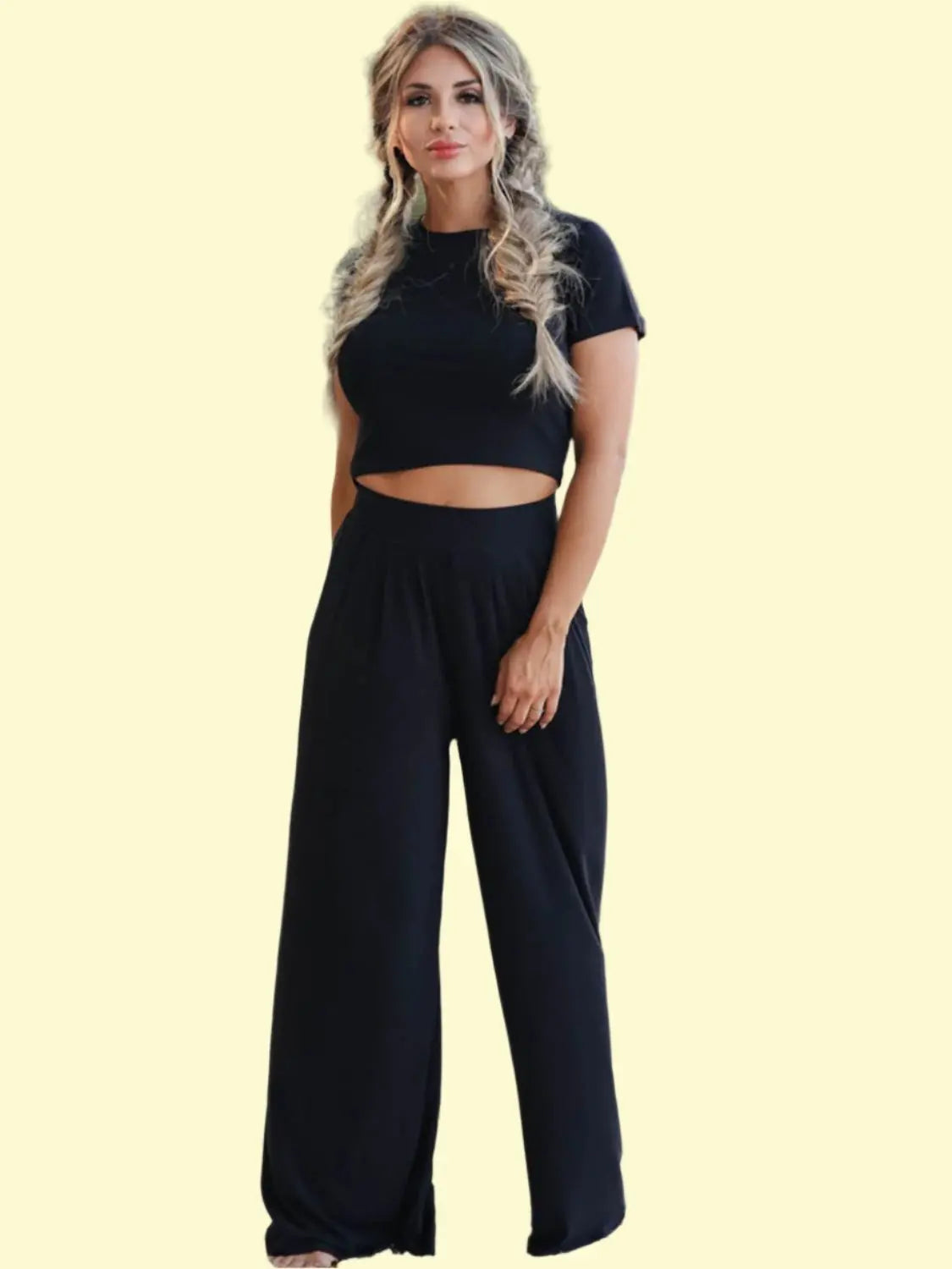 Short sleeve t-shirt and wide leg pants set