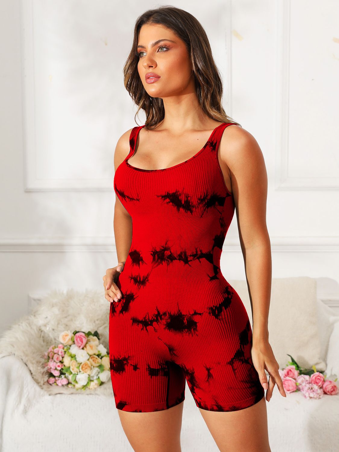 Show-stopping red tie-dye romper by West Closet