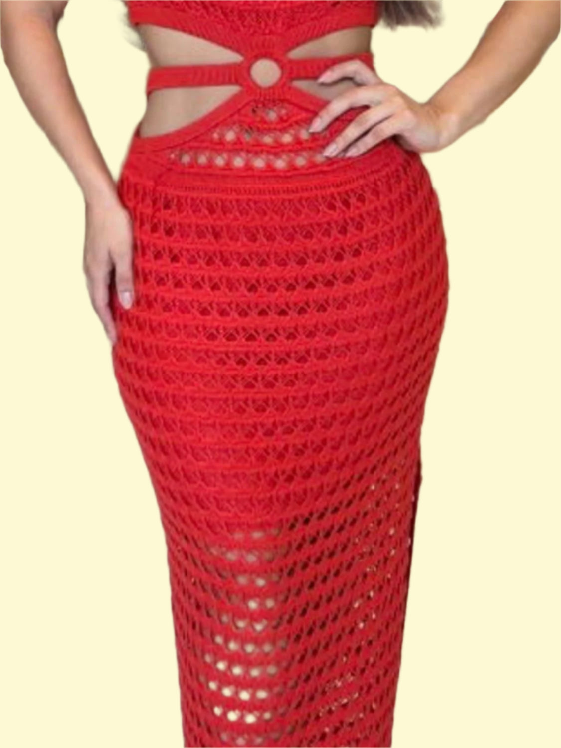 Sizes S, M, L, XL cutout round neck sweater dress