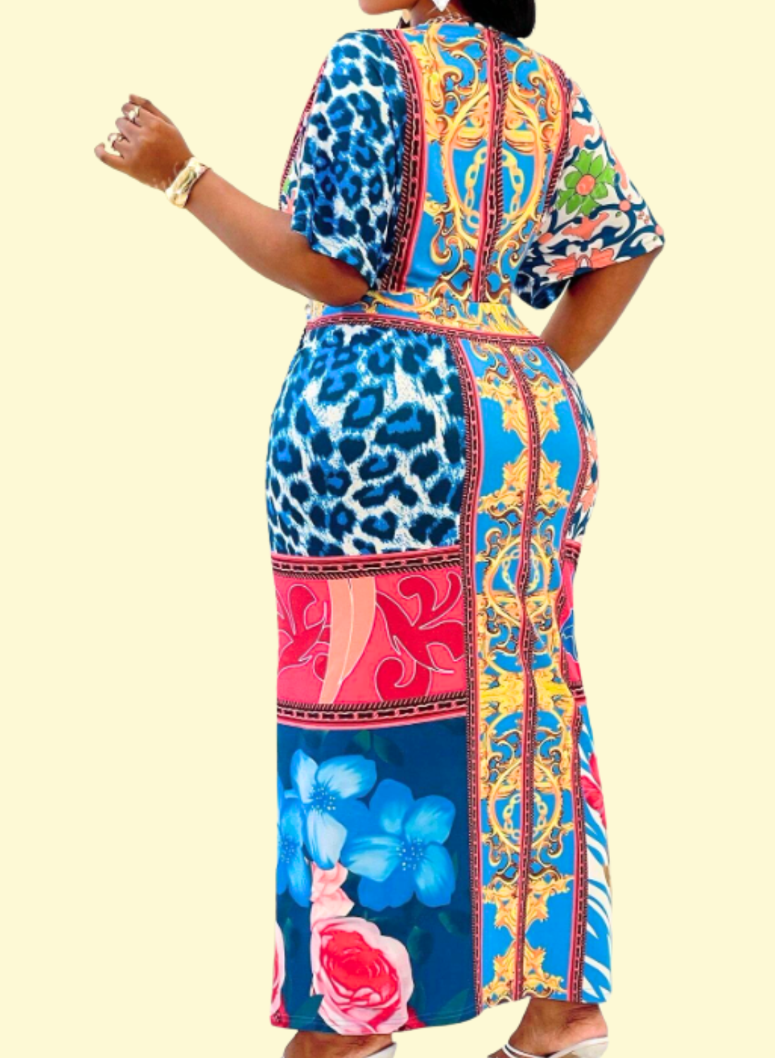 Statement Baroque Print Dress for Curvy Women