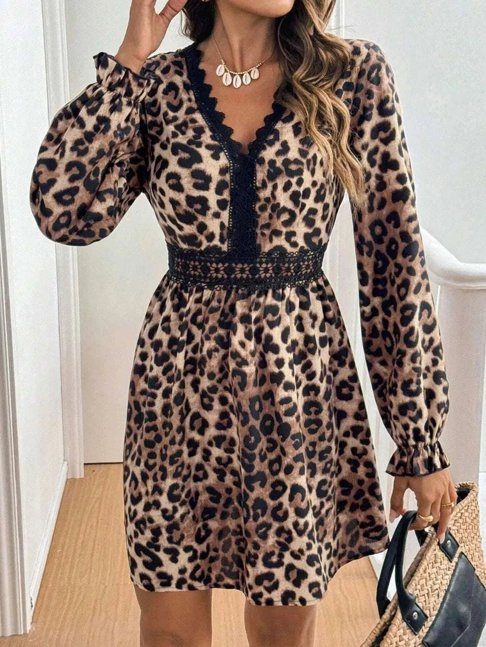 Stylish flounce sleeve mini dress for women