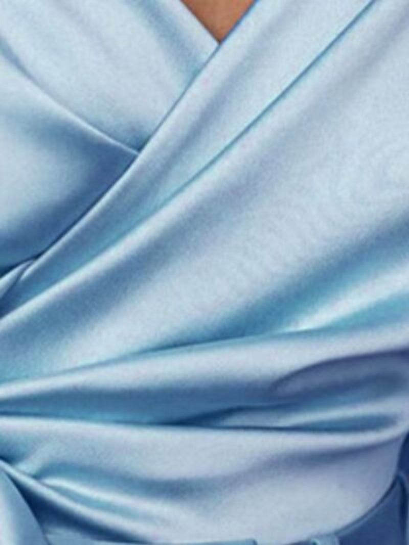 Stylish wrap blouse in light blue for casual chic