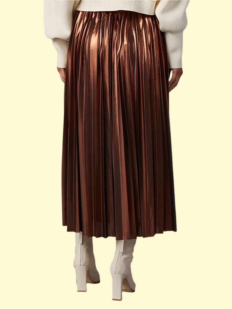 Twirl-Worthy Brown Pleated Skirt