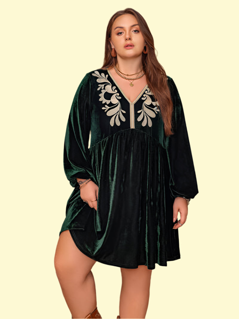 WestCloset Black Forest Plus Size Embroidered Dress