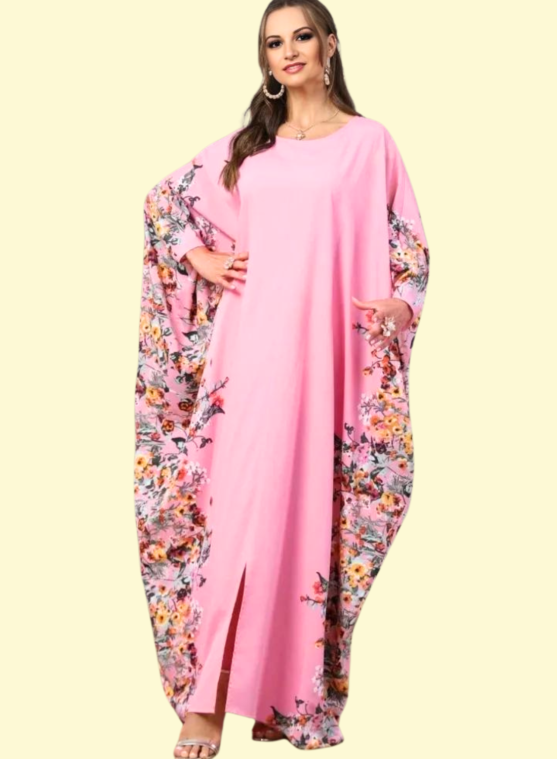 WestCloset Floral Batwing Abaya for Women
