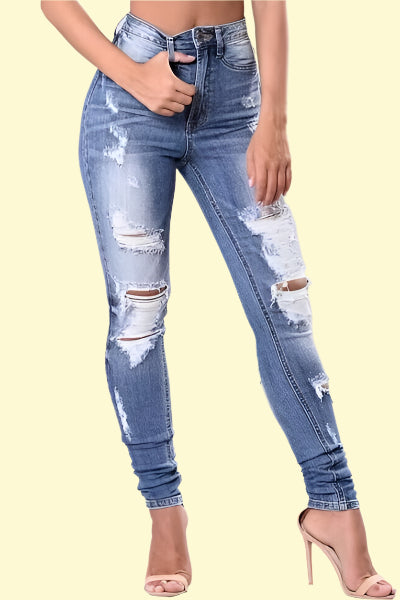 WestCloset Plus Size Distressed Skinny Jeans