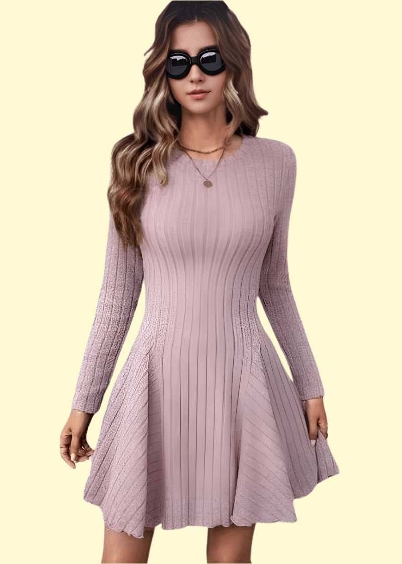 WestCloset Ribbed Round Neck Mini Dress