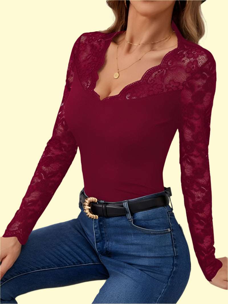WestCloset V-neck lace top for date nights