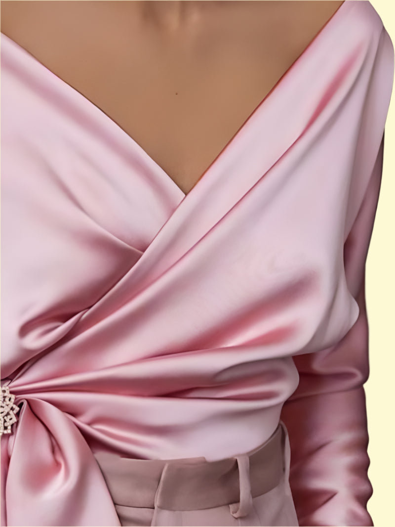 WestCloset chic wrap blouse with tie-front bow