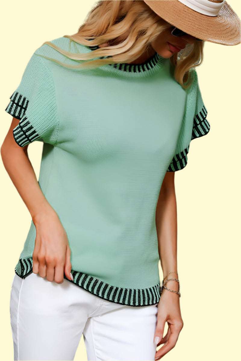 WestCloset classic round neck knit tee for women