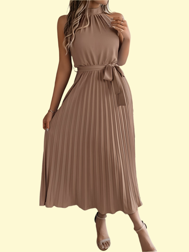WestCloset elegant pleated dress with waist accent
