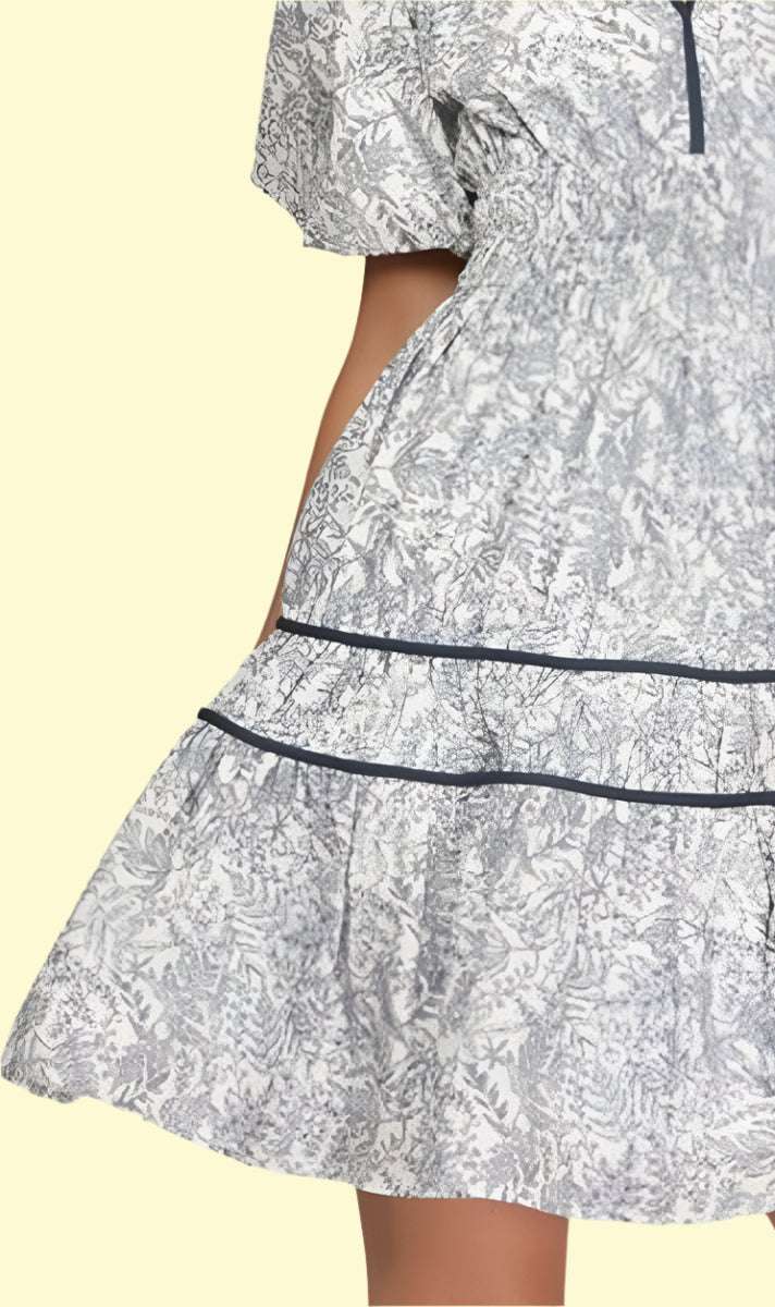 WestCloset feminine puff sleeve tiered dress