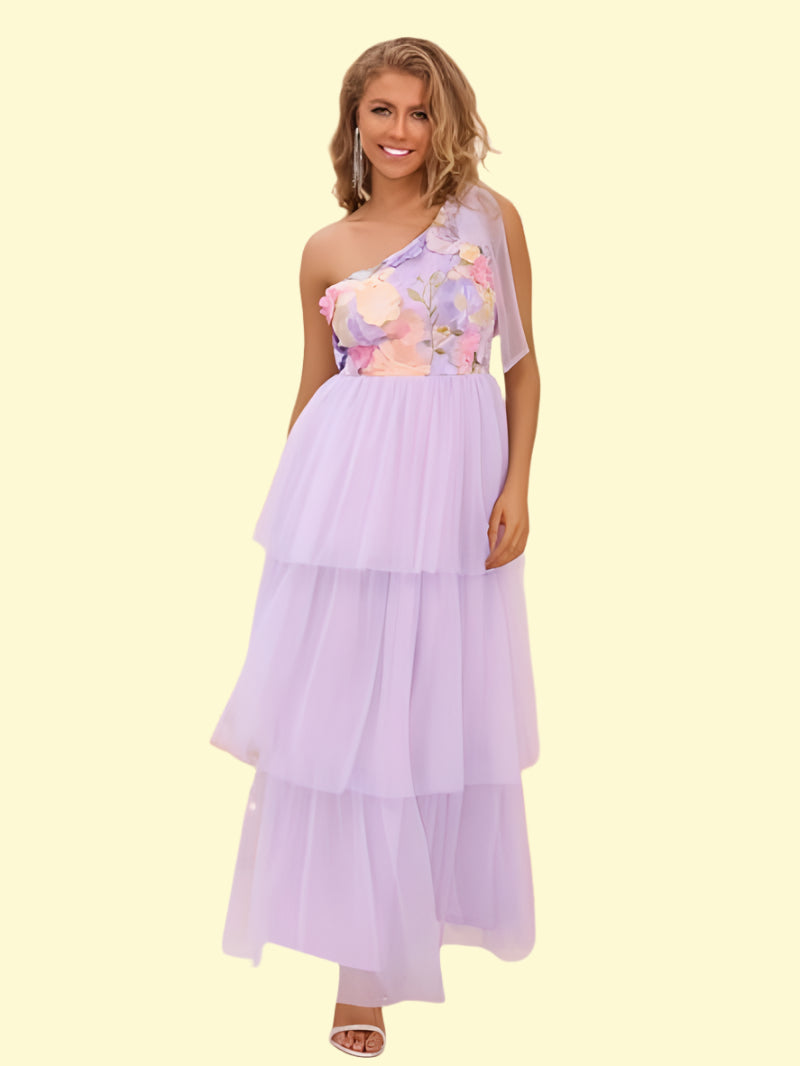 WestCloset glamorous embroidered pink purple gown
