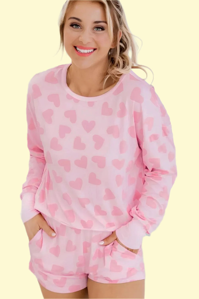 WestCloset long sleeve and shorts lounge set