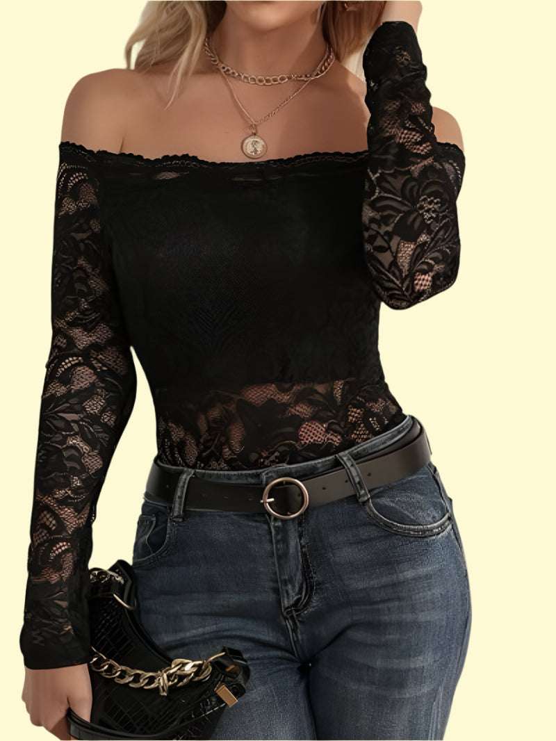 WestCloset off-shoulder lace blouse for evening wear