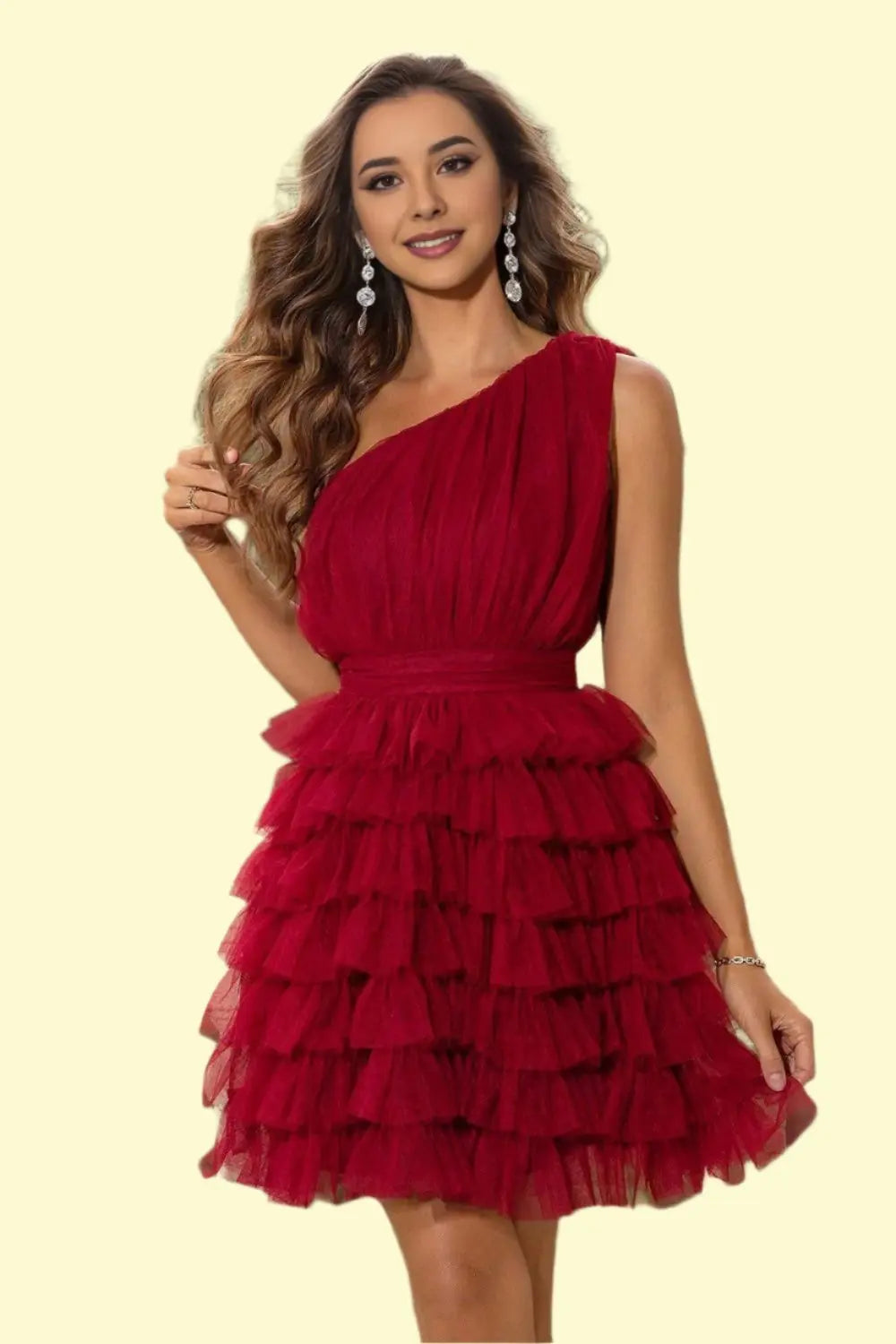 red one shoulder mini dress by West Closet