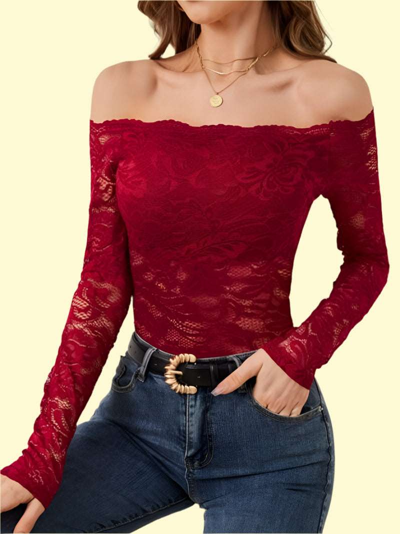 WestCloset red lace top for a bold statement