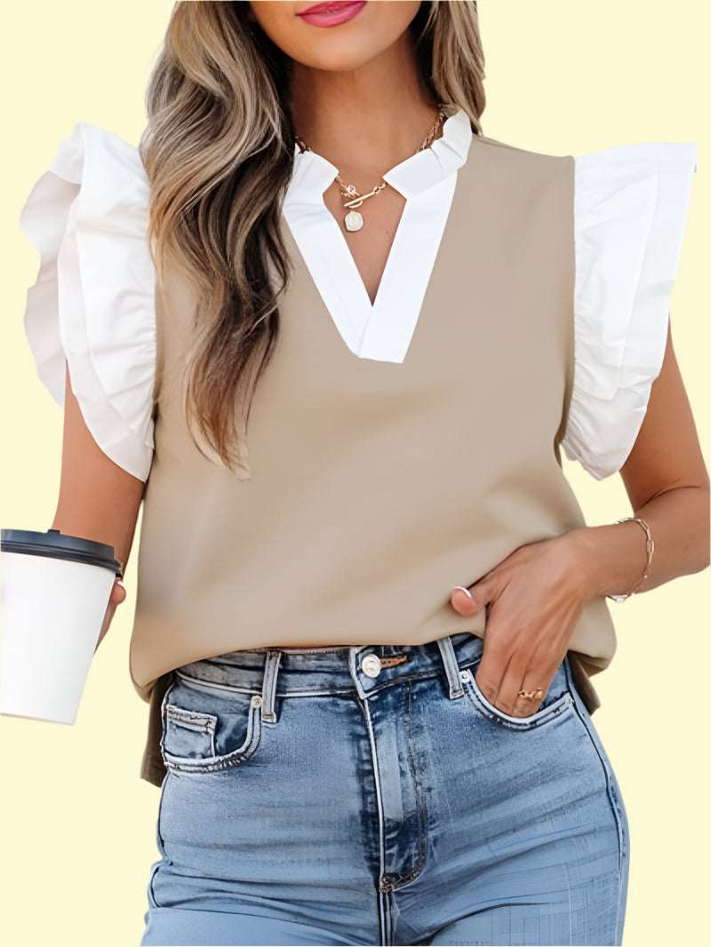 WestCloset stylish cap sleeve ruffle top