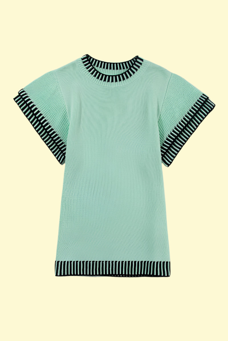 WestCloset stylish knit short sleeve top in gum leaf