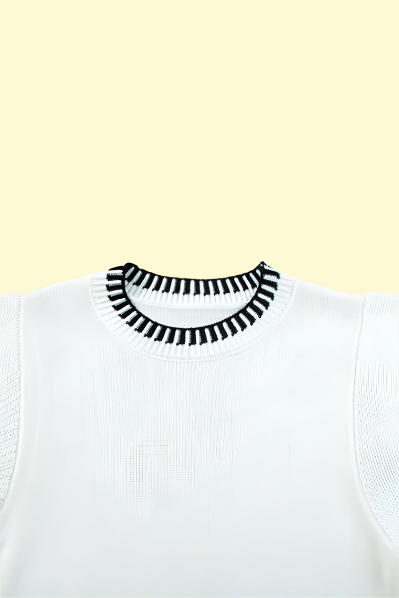 WestCloset white round neck knit casual top