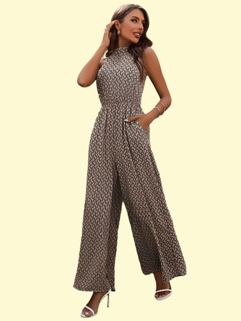 WestCloset wide-leg printed black jumpsuit