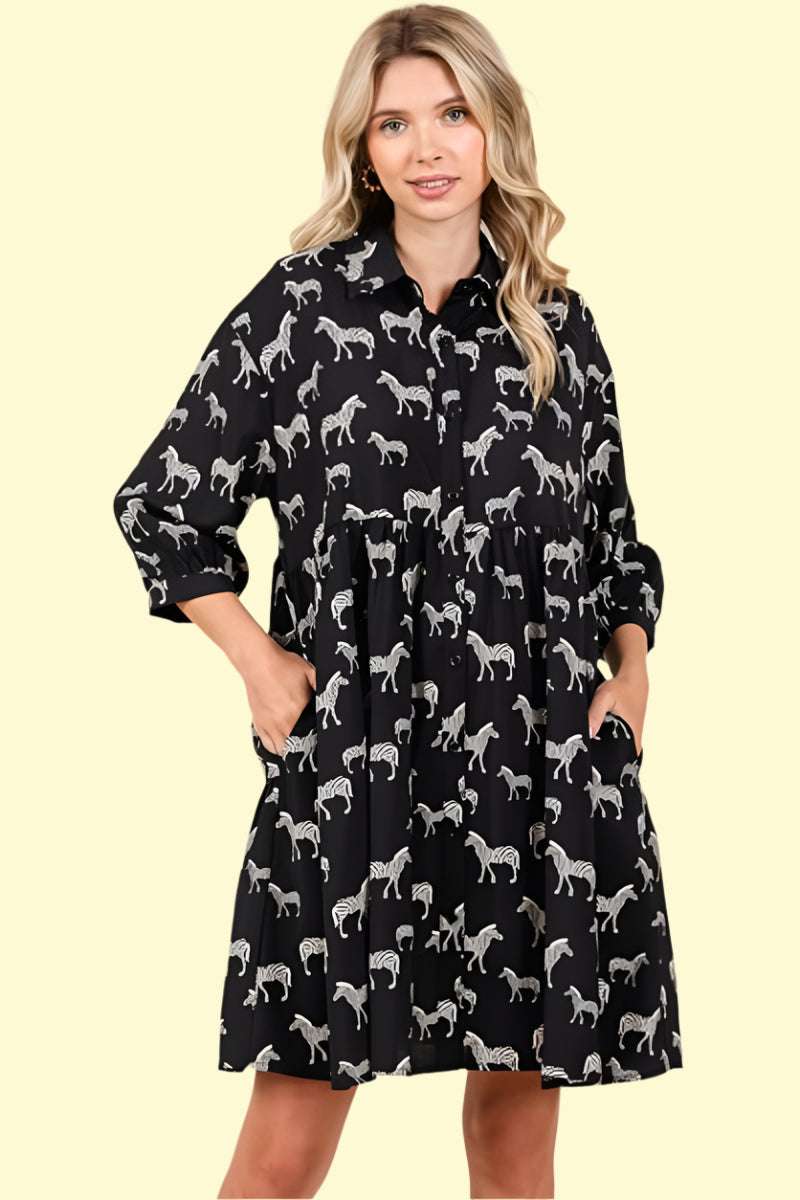 WestCloset zebra print button down mini dress