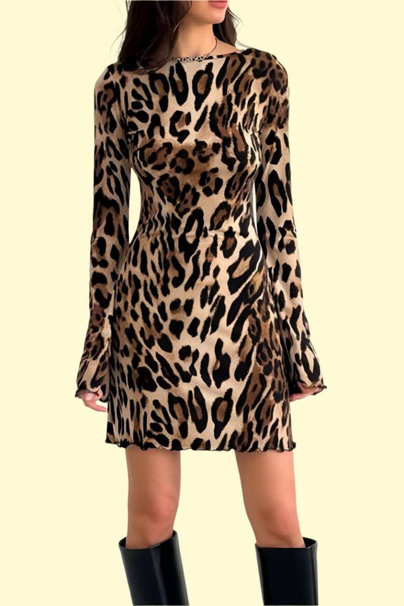 Wild animal print party dress for women