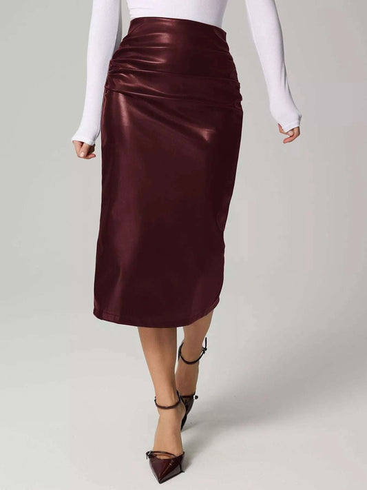 Slit Back Leather Skirt WESTCLOSET