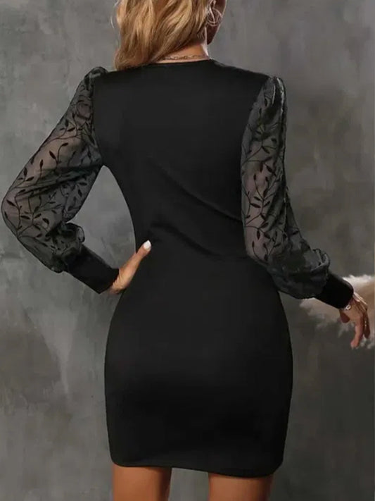 WestCloset Ruched Surplice Long Sleeve Dress