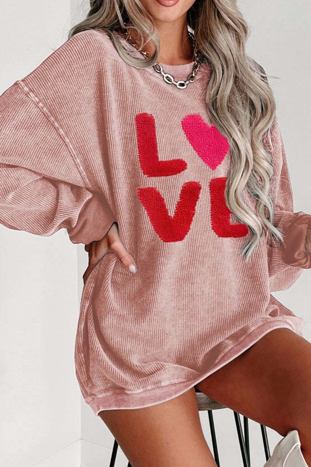 WestCloset Valentine’s Day LOVE Round Neck Long Sleeve Sweatshirt
