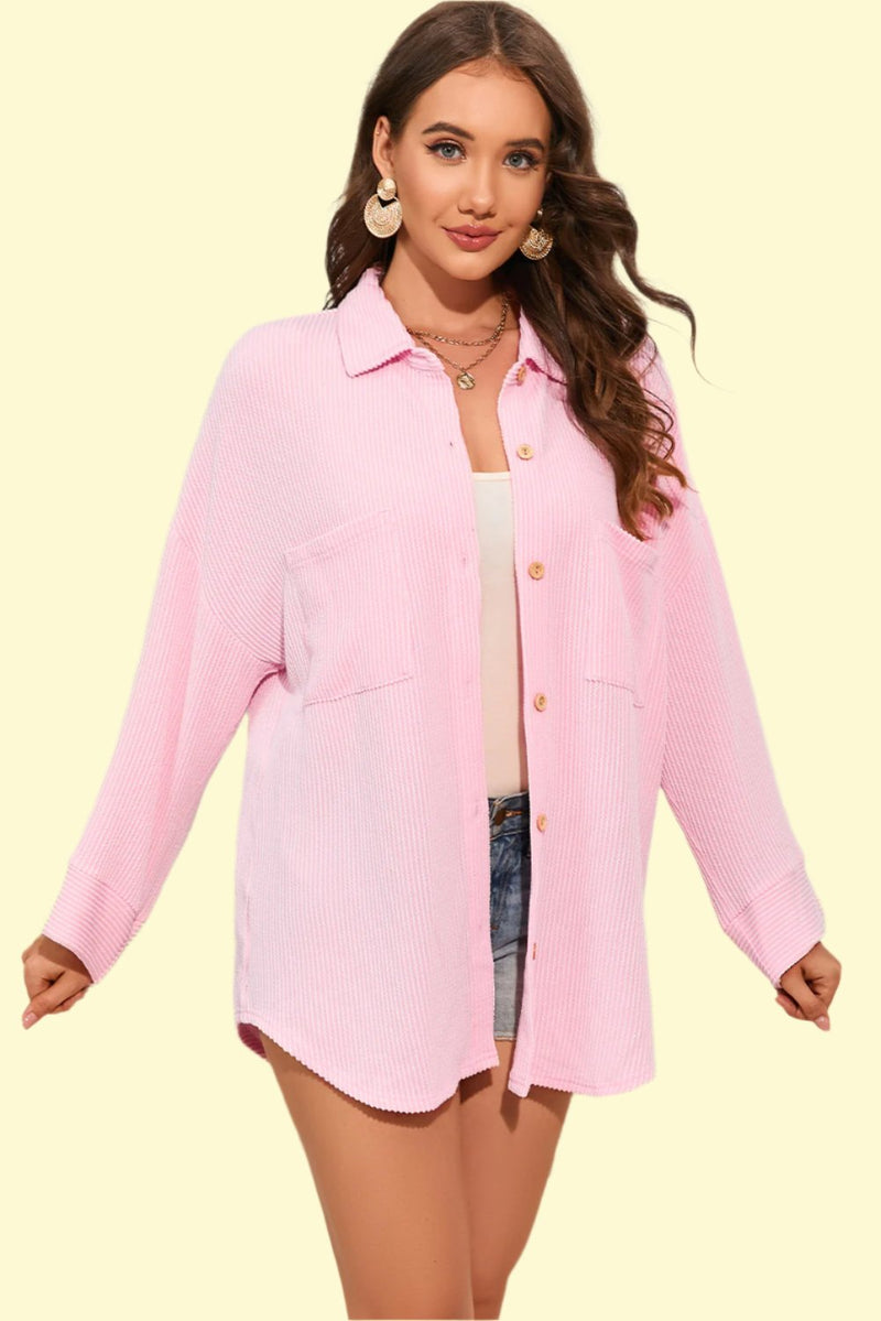 Dropped Shoulder Long Sleeve Shirts with Pocket