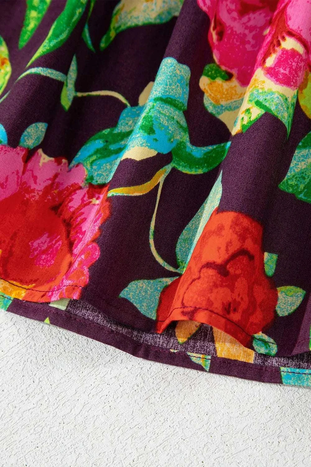 Flower Embroidered Trim Half Sleeve Blouse WESTCLOSET