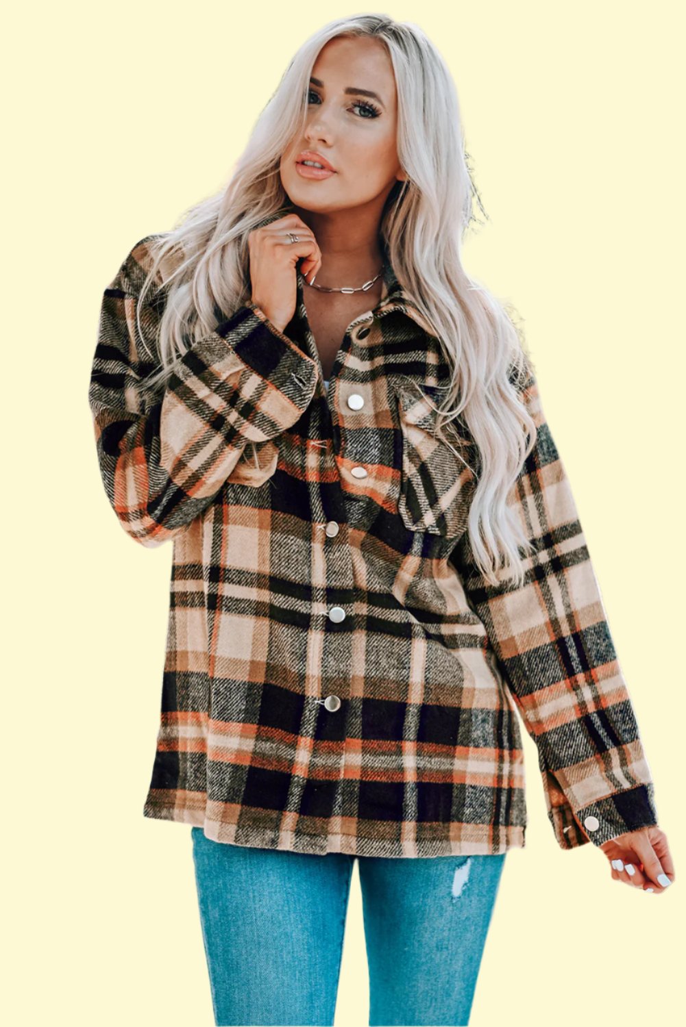 Comfortable plaid shirt jacket for Women
