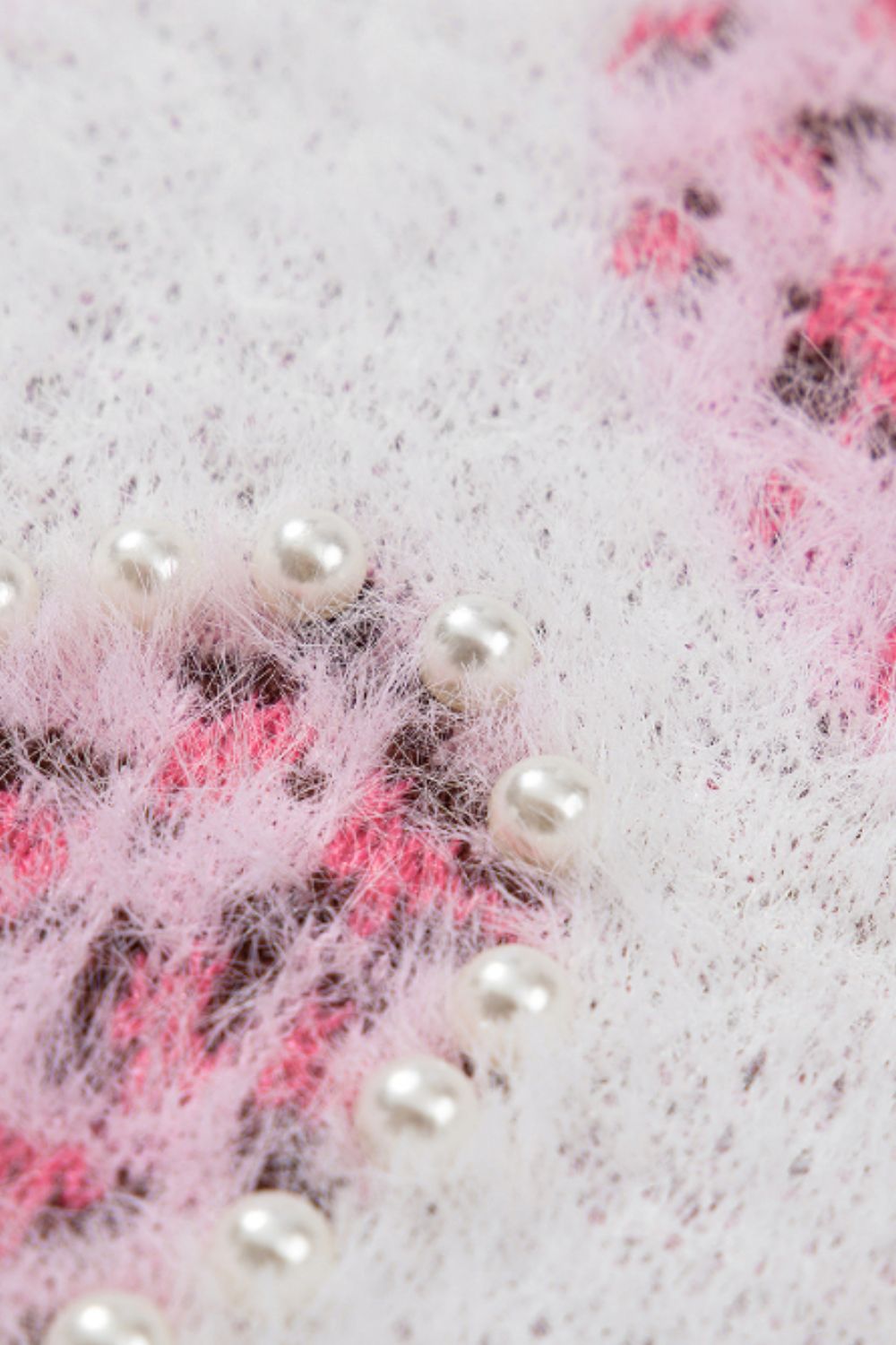 WestCloset Pearl Detail Heart Round Neck Sweater