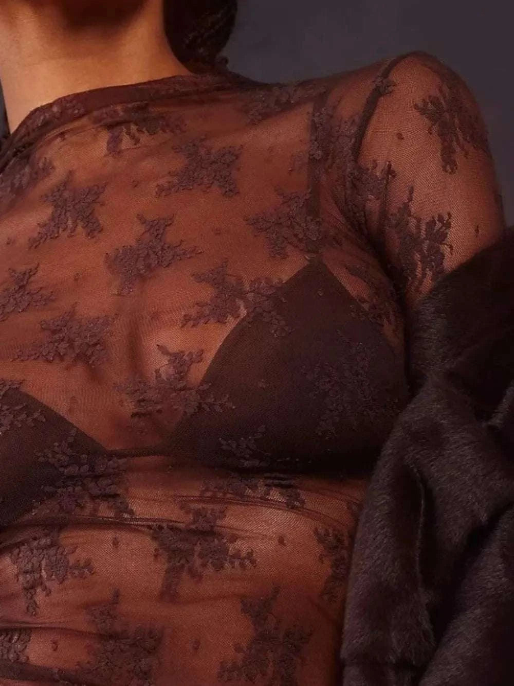 Lace Mock Neck Long Sleeve Blouse WESTCLOSET