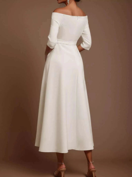Elegant Off-Shoulder Belted Maxi Dress WESTCLOSET