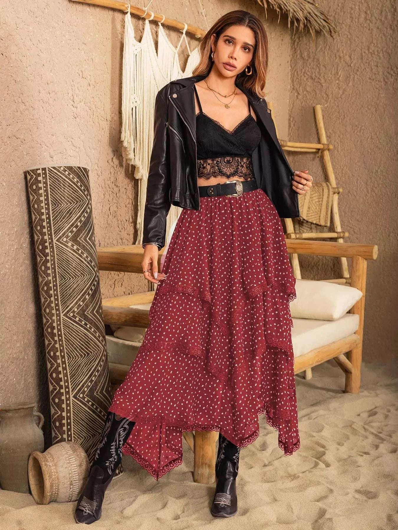 Lace Detail Layered Skirt WESTCLOSET