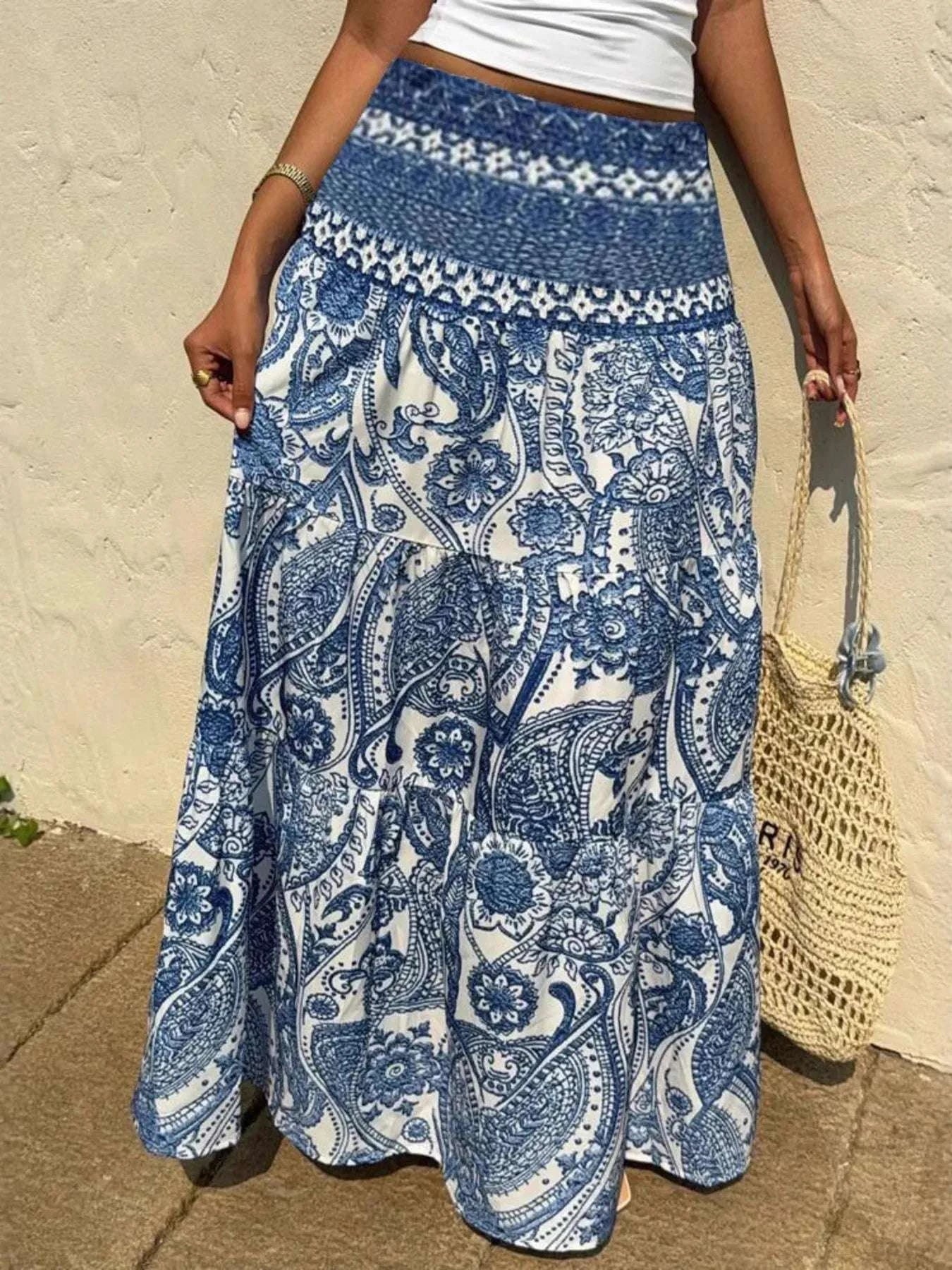 Printed Tiered Maxi Skirt WESTCLOSET