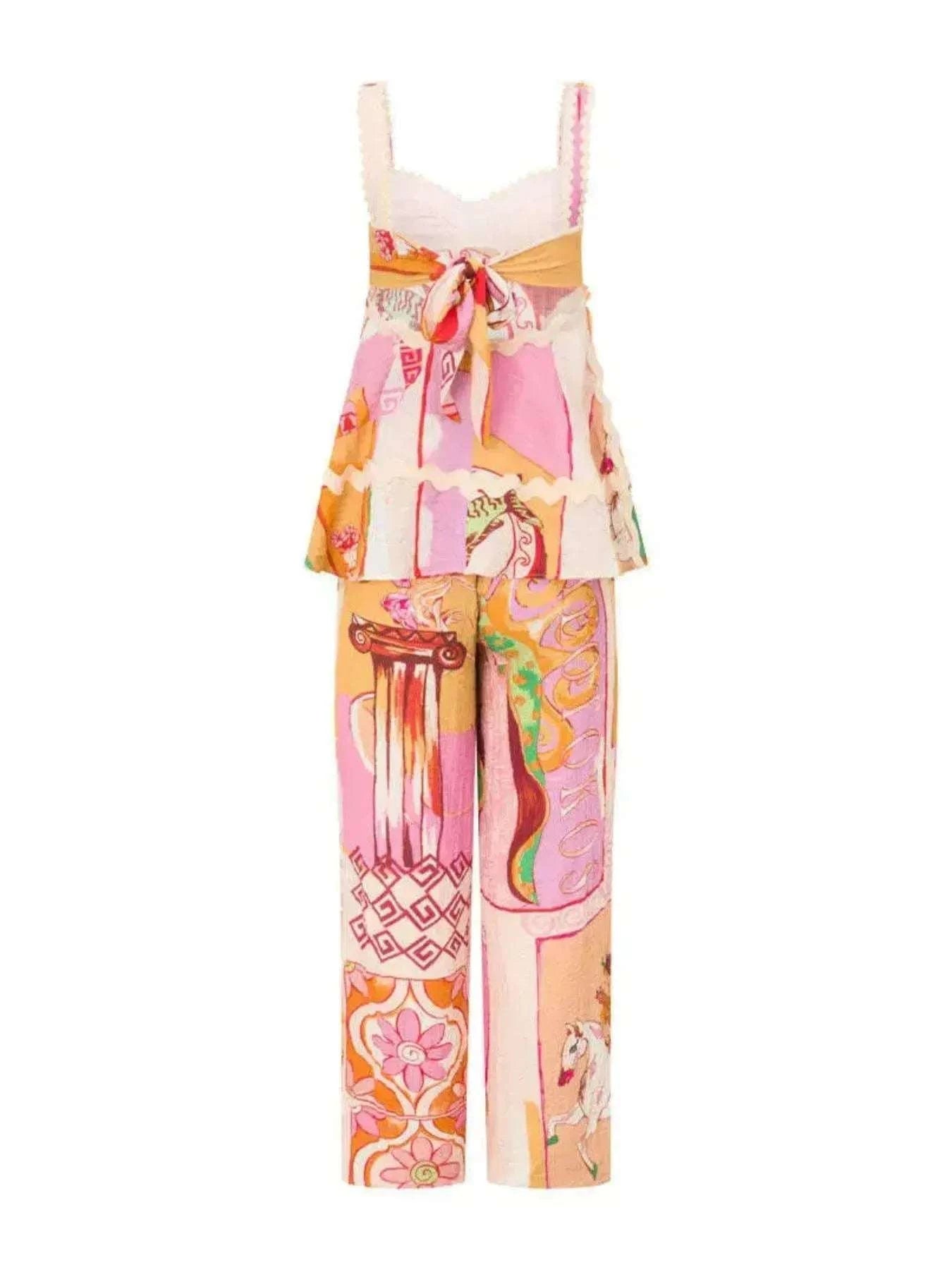 Tie Back Printed Cami and Pants Set WESTCLOSET