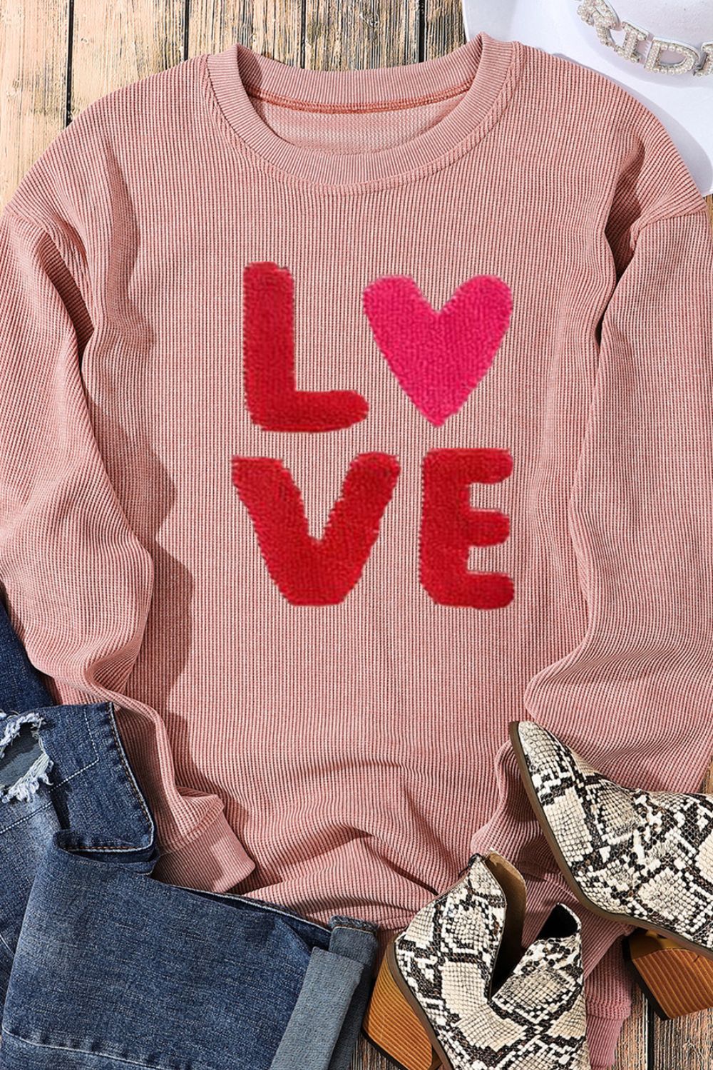 WestCloset Valentine’s Day LOVE Round Neck Long Sleeve Sweatshirt