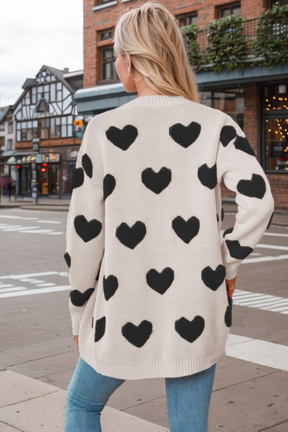 WestCloset Heart Button Down Long Sleeve Cardigan