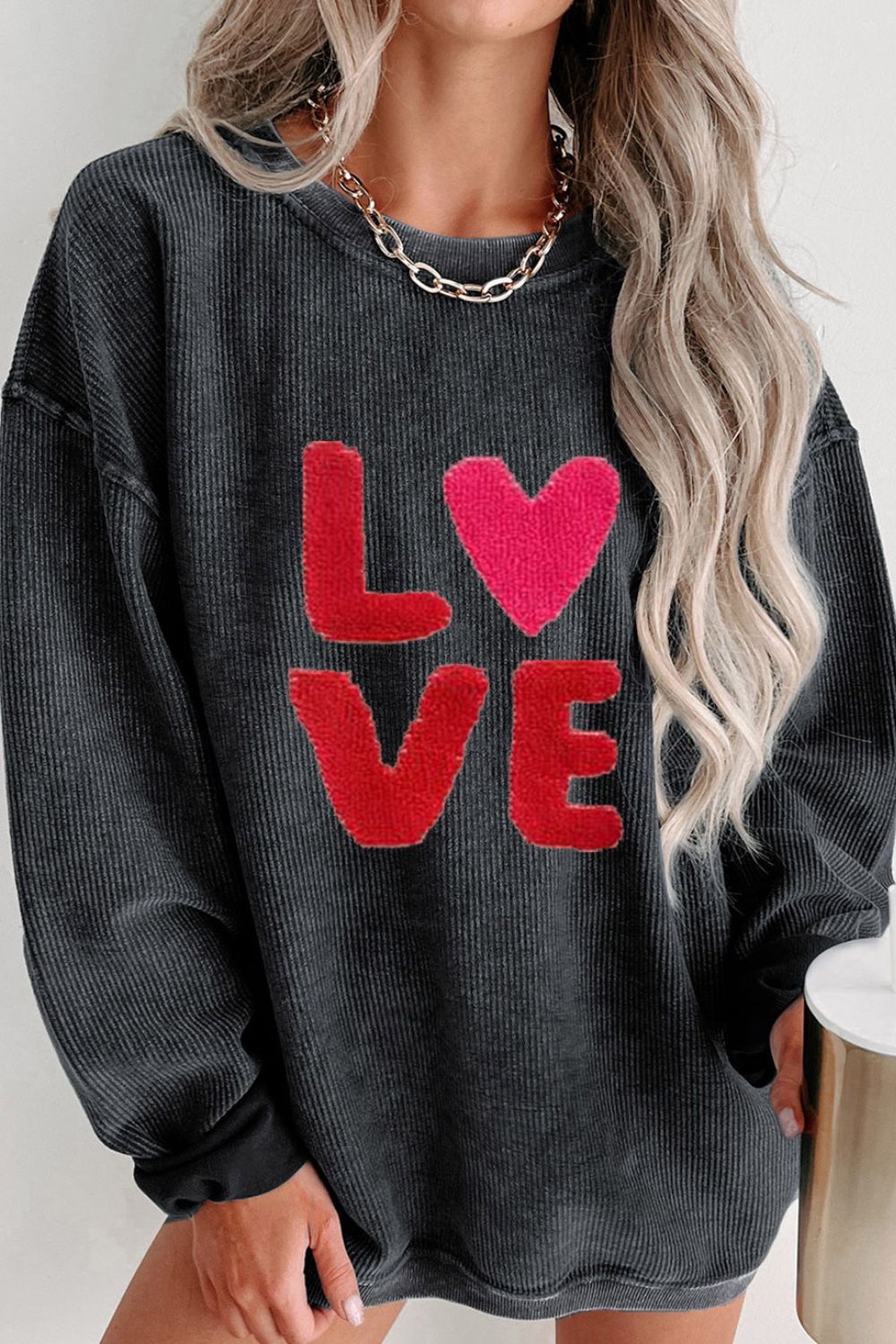 WestCloset Valentine’s Day LOVE Round Neck Long Sleeve Sweatshirt