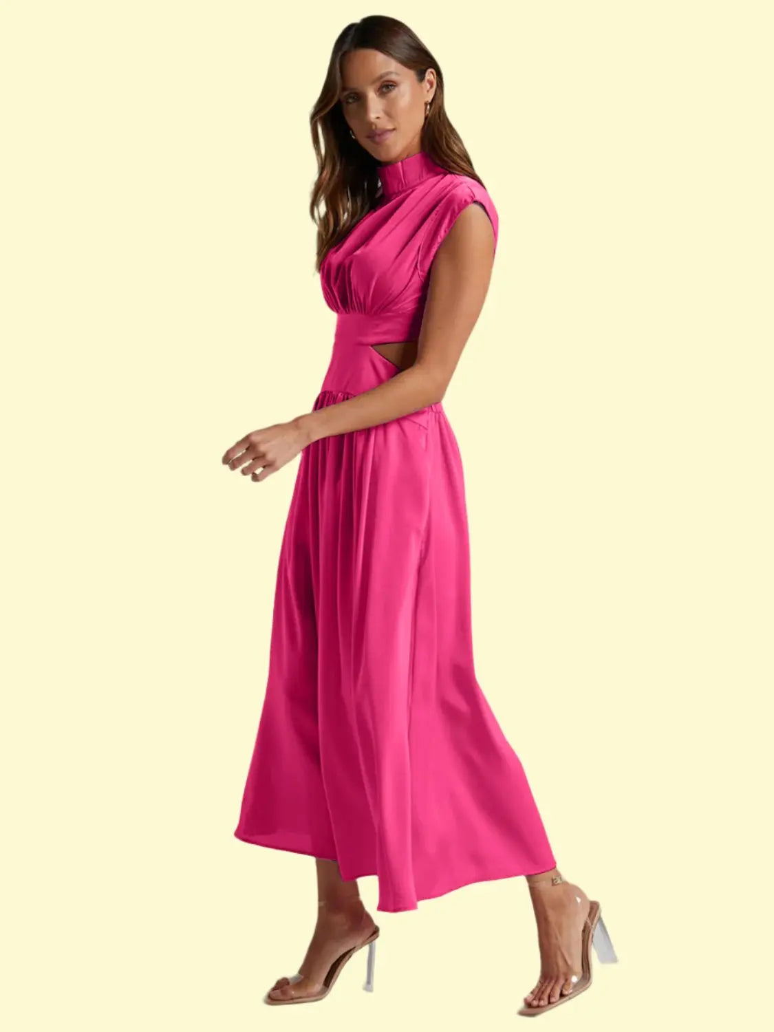 vibrant hot pink ruched dress by WestCloset