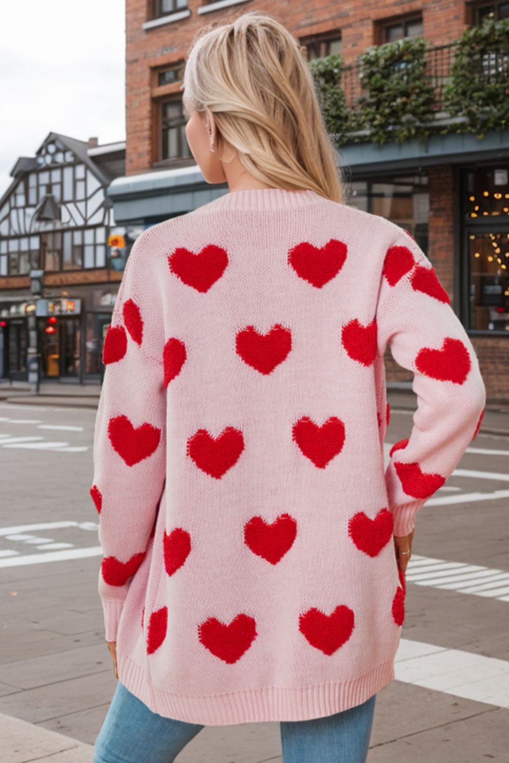 WestCloset Heart Button Down Long Sleeve Cardigan