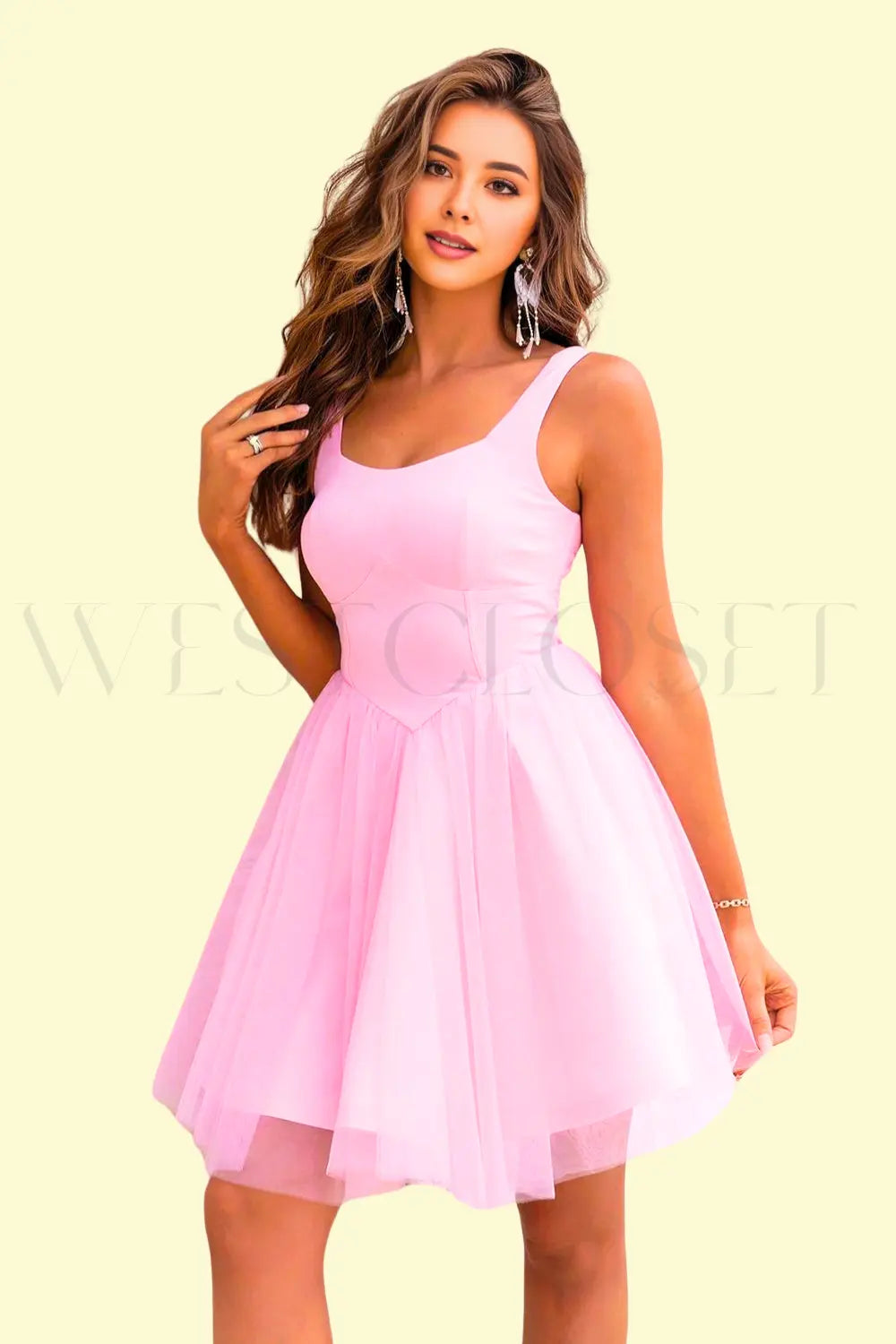 wide strap mesh dress