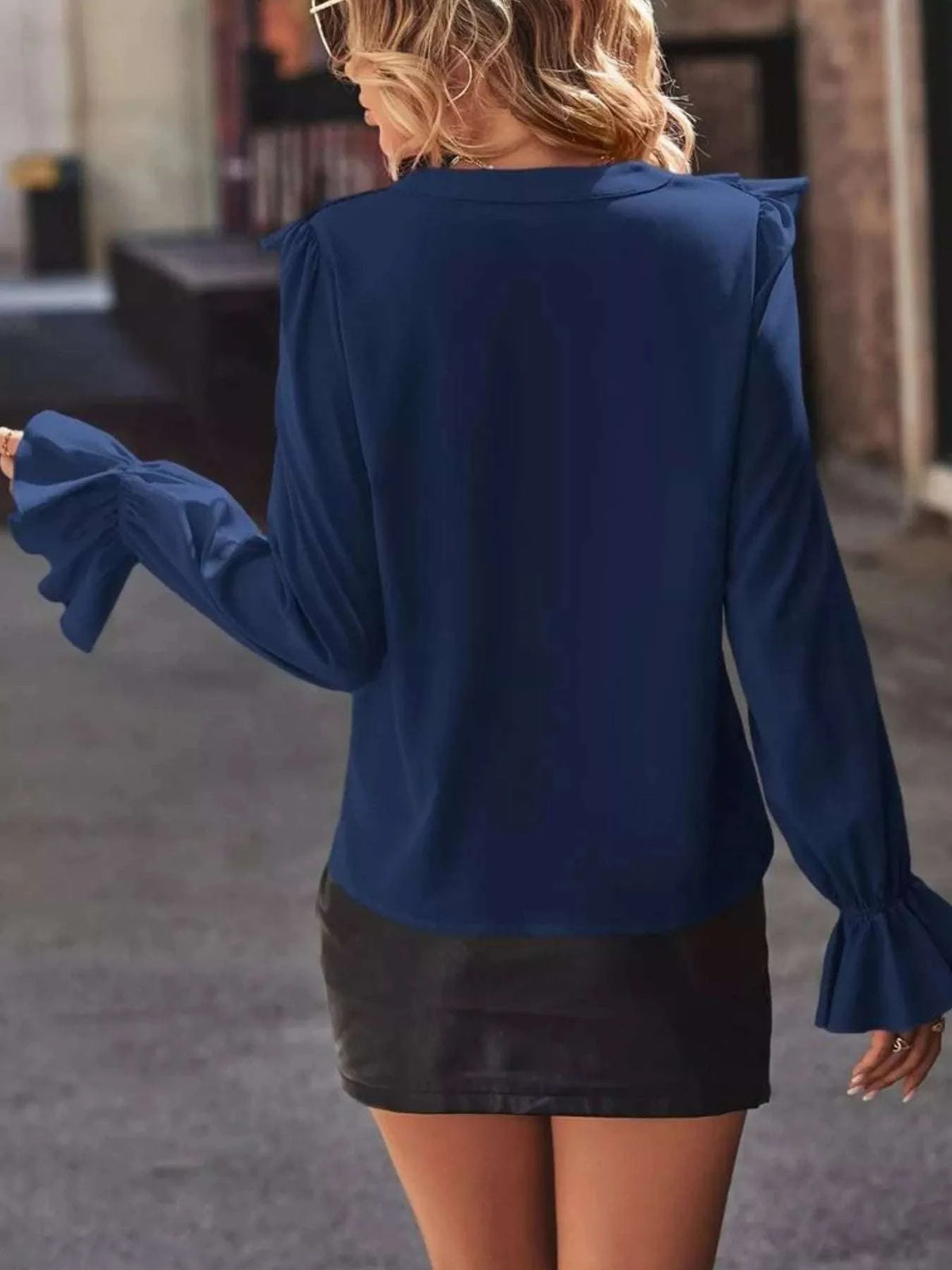 Ruffled Flounce Sleeve Blouse WESTCLOSET